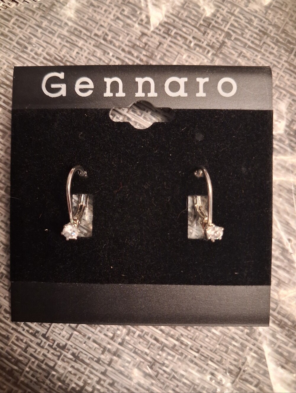 Gennaro Silver Tone Crystal Rectangle Dangle/Drop Earrings Latch Back